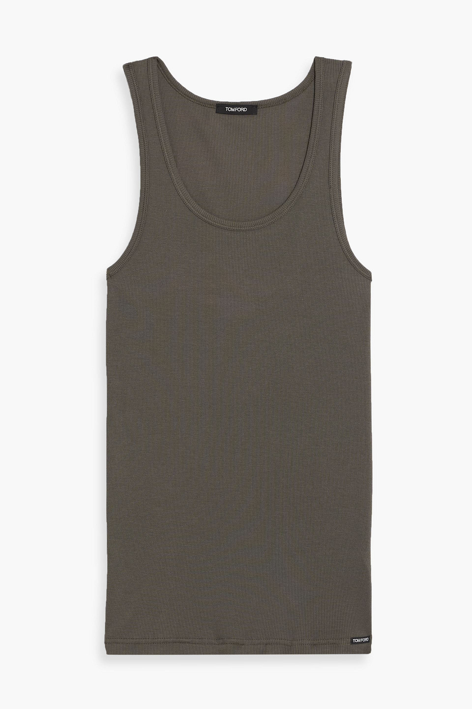 Tom Ford Ribbed Cotton And Modal-blend Jersey Tank In Green