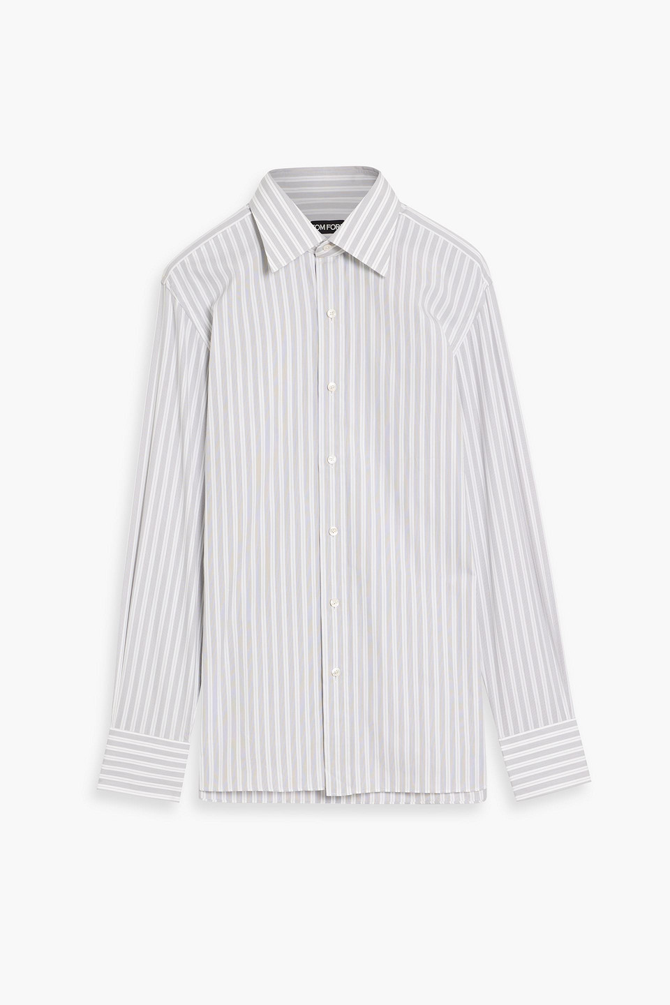 tom ford - striped cotton-poplin shirt - gray - eu 41
