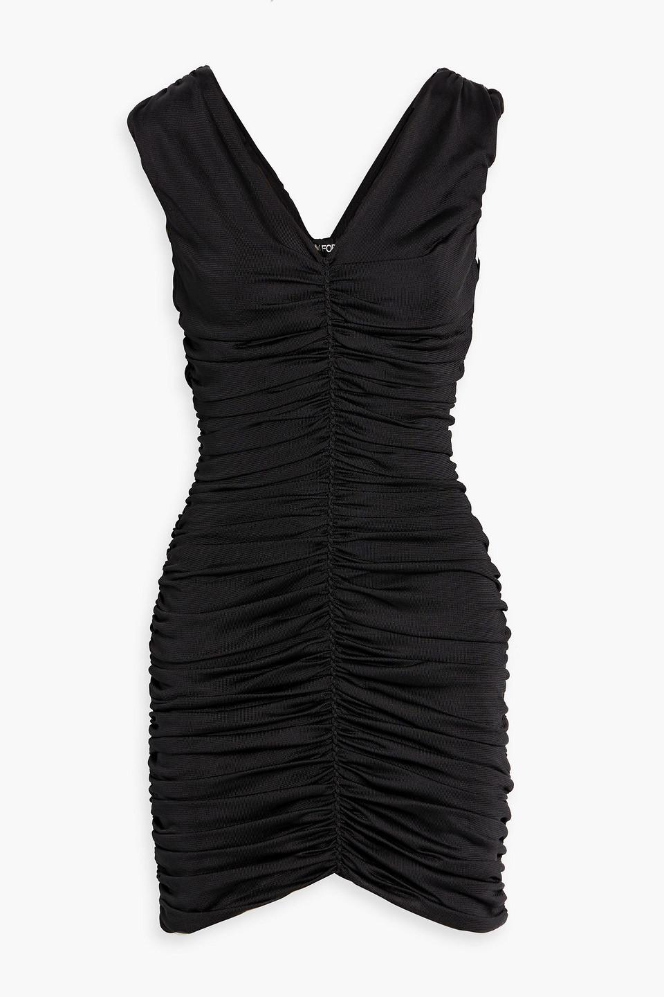 tom ford - ruched silk-blend mini dress - black - xs