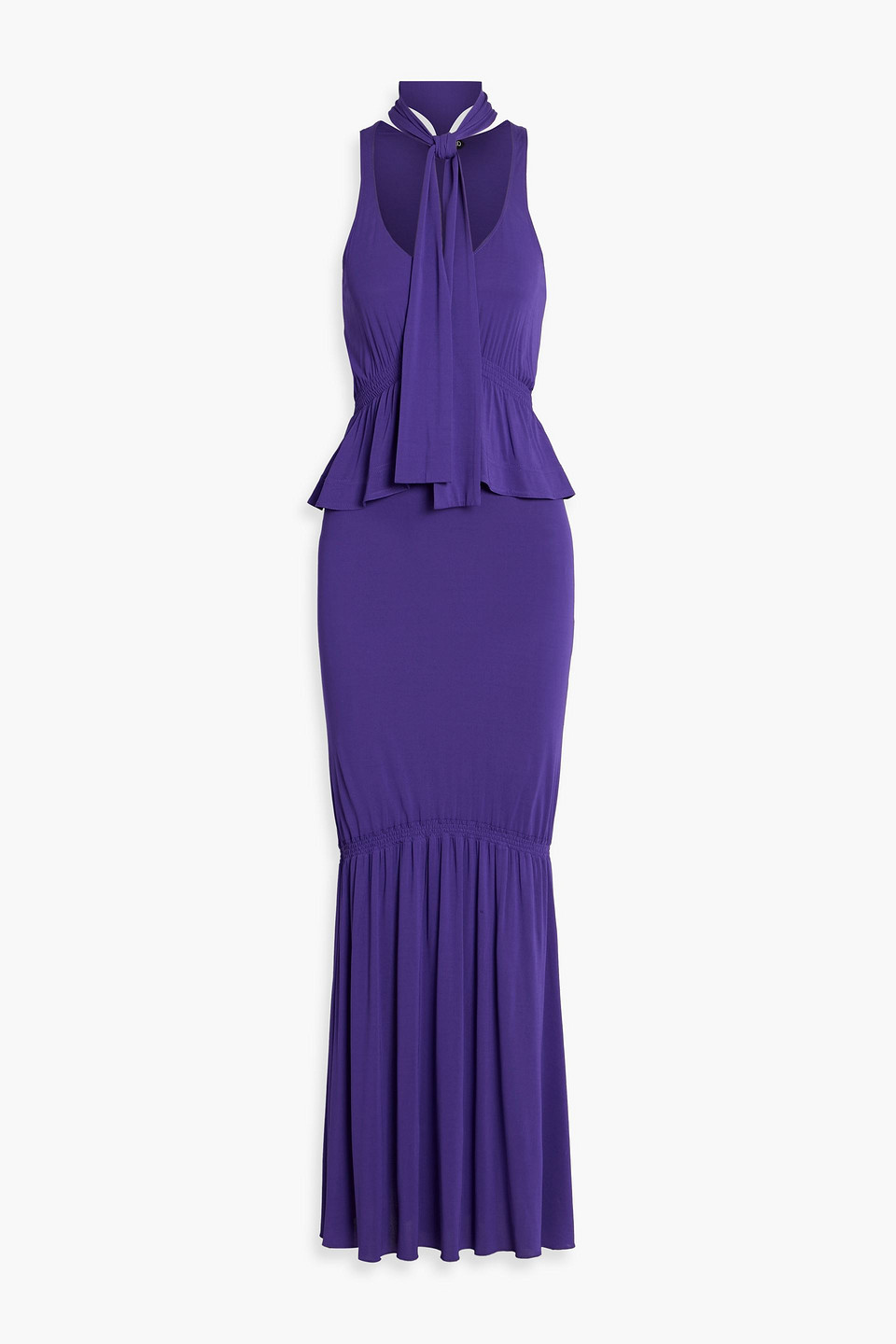 tom ford - stretch-jersey peplum maxi dress - purple - it 36
