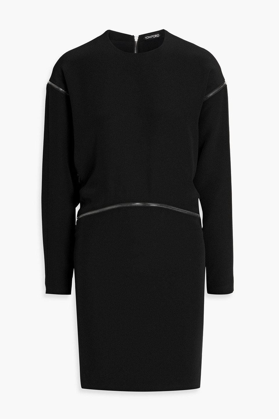 Tom Ford Cutout Zip-detailed Silk-crepe Mini Dress In Black