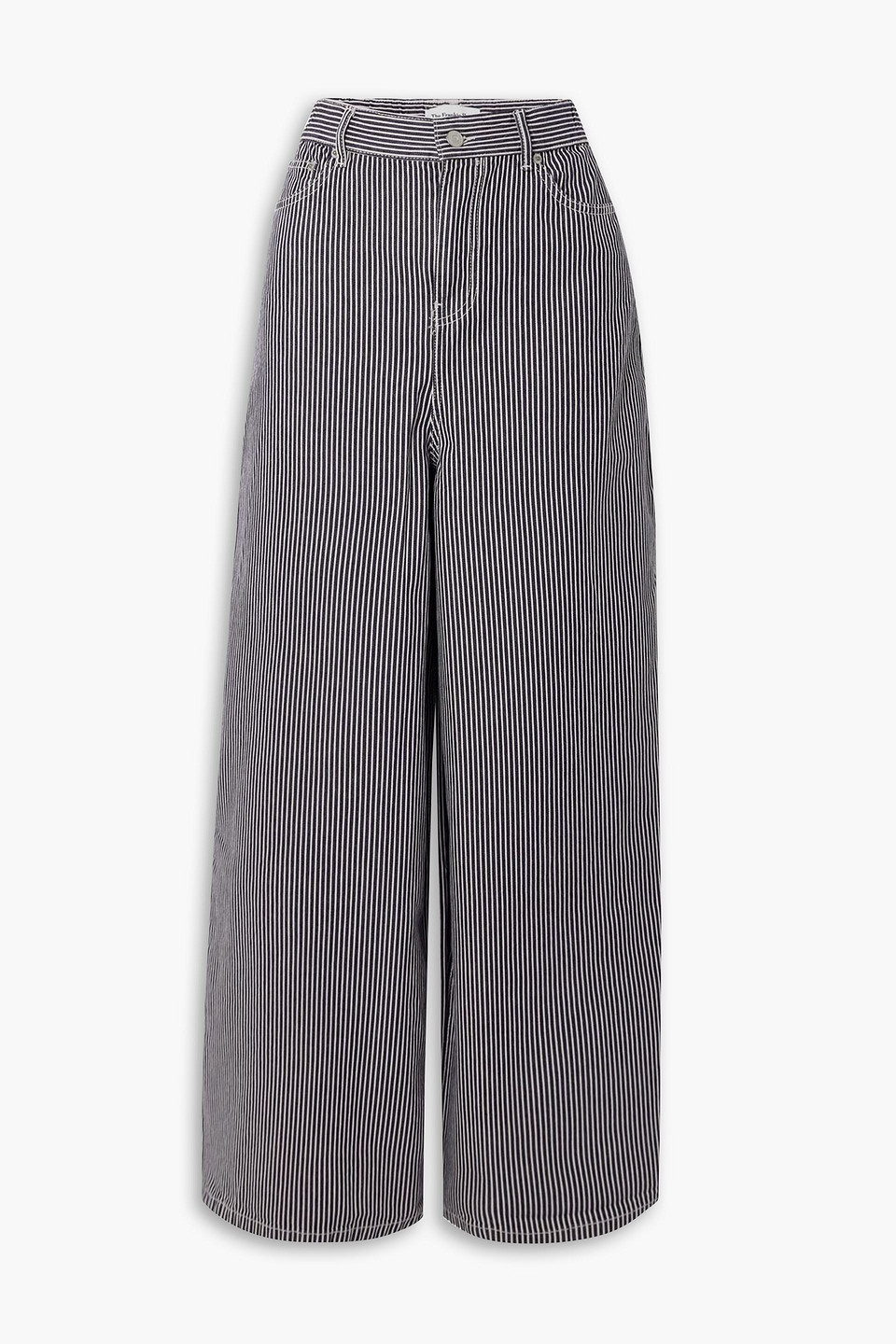 the frankie shop - sasha striped high-rise wide-leg jeans - blue - xs