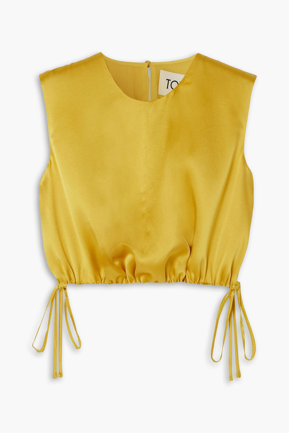 tove - cecily cropped gathered silk-satin top - yellow - fr 40