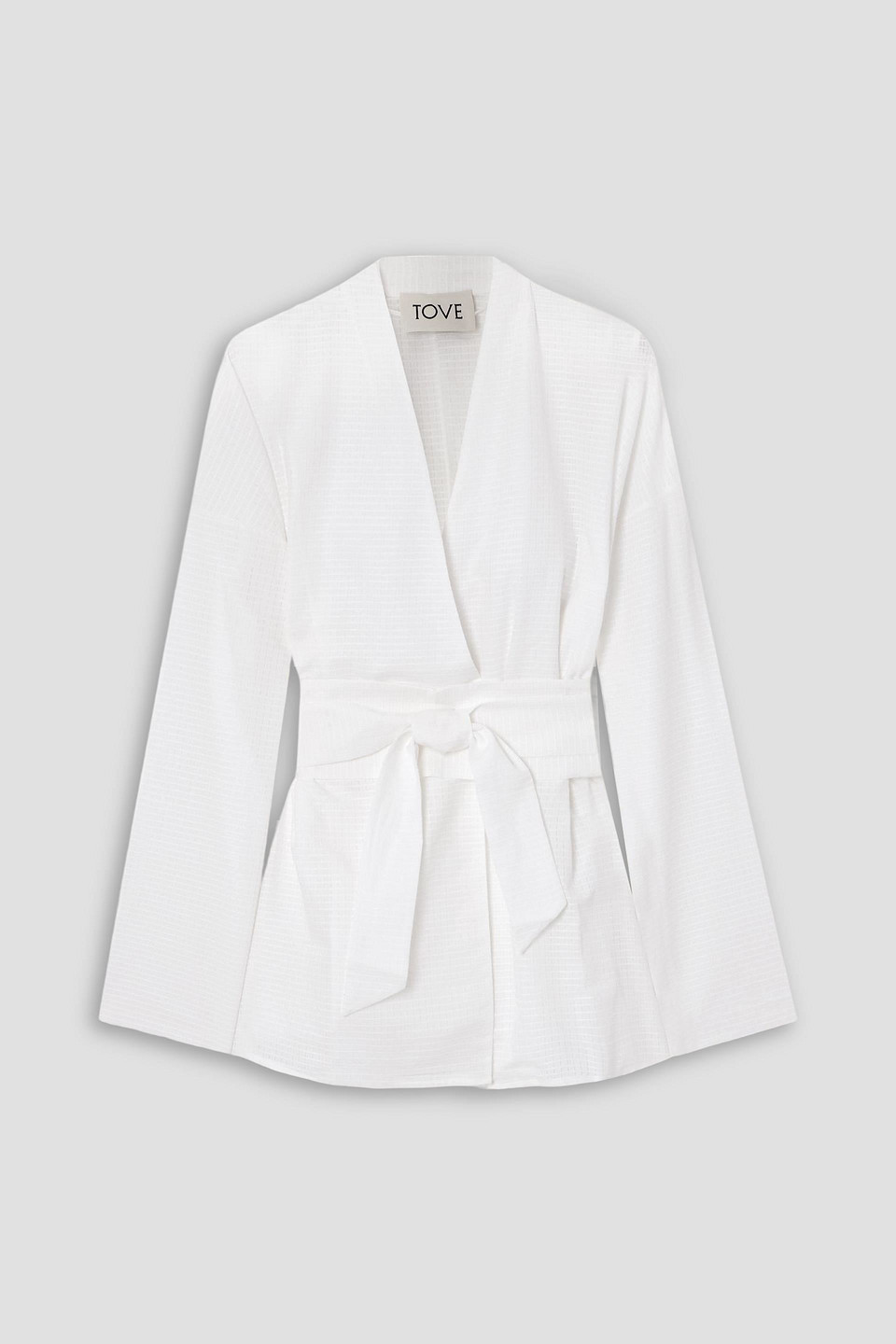 tove - arya belted cotton-ripstop shirt - white - fr 40