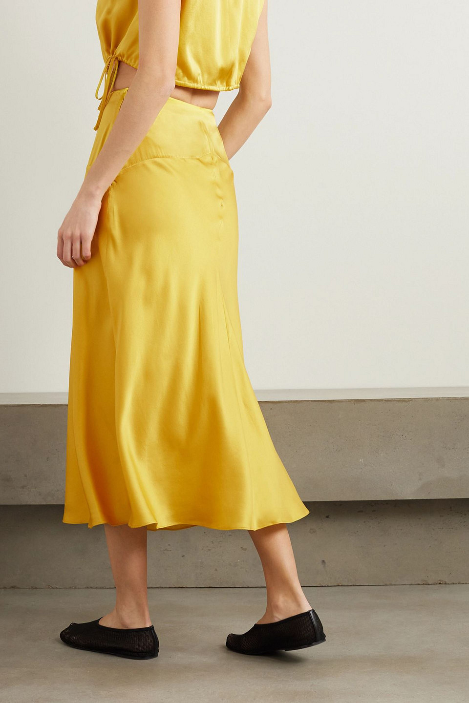  Tove - Clover Silk-satin Midi Skirt - Yellow - Fr 42 