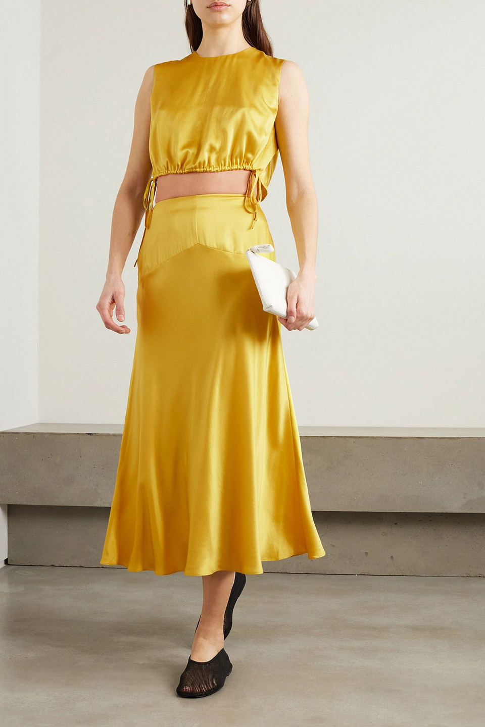  Tove - Clover Silk-satin Midi Skirt - Yellow - Fr 42 