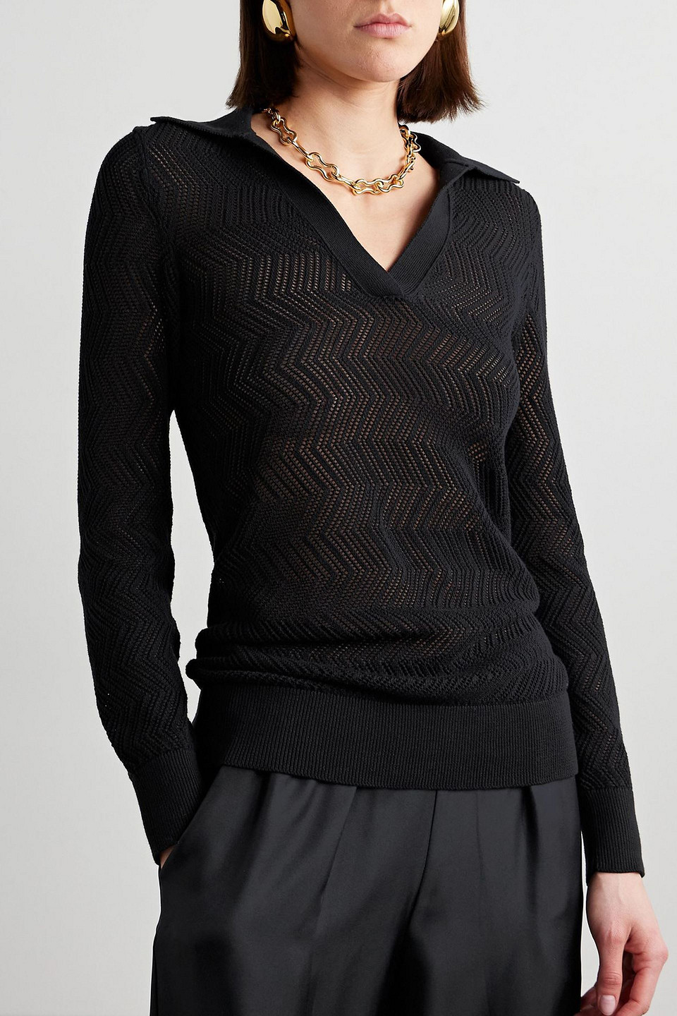  Proenza Schouler Pswl - Agnes Pullover Aus Baumwolle In Pointelle-strick - Schwarz - Xs 