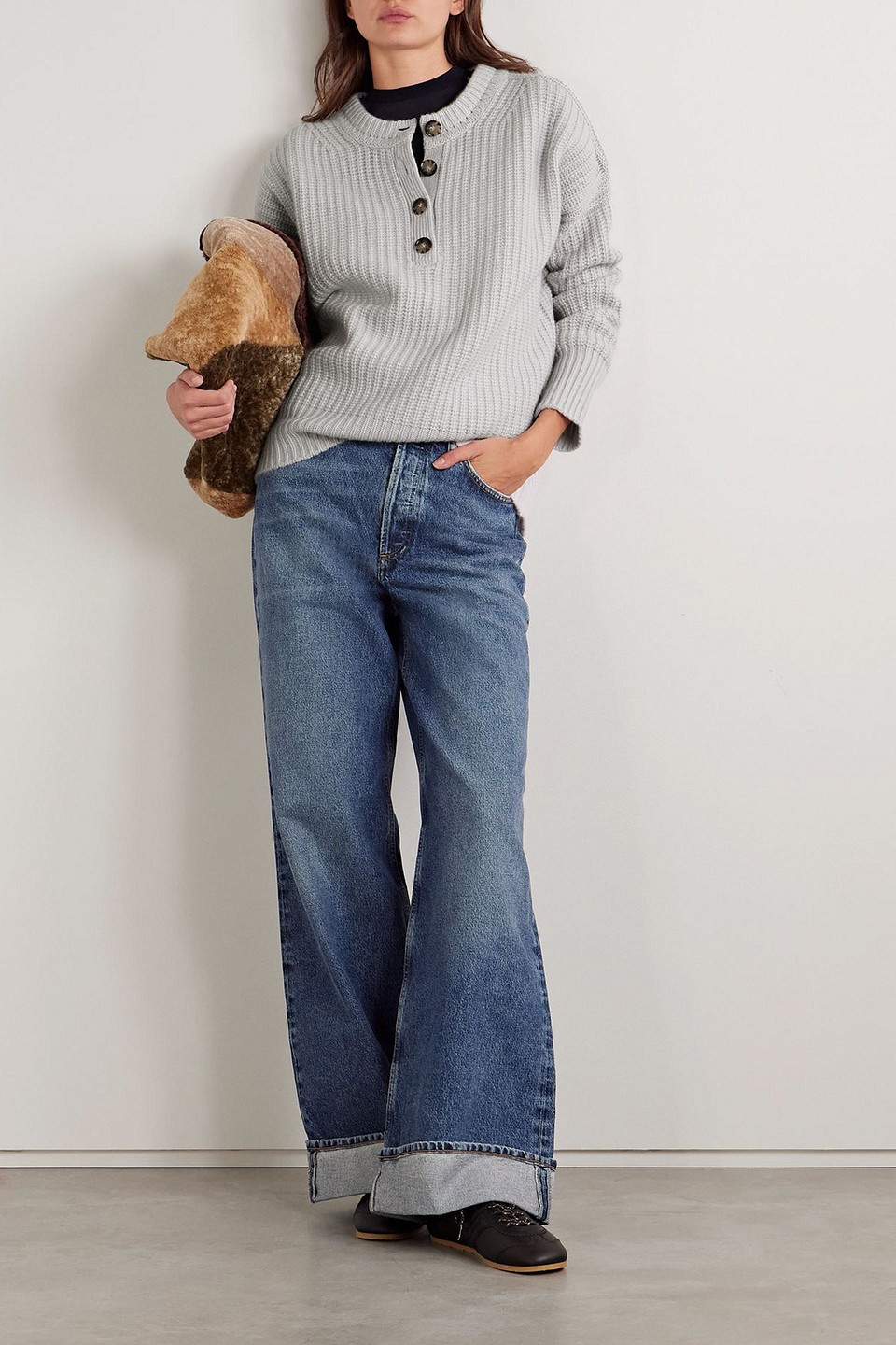  La Ligne - Toujours Henley-rippstrickpullover Aus Kaschmir - Grau - M 