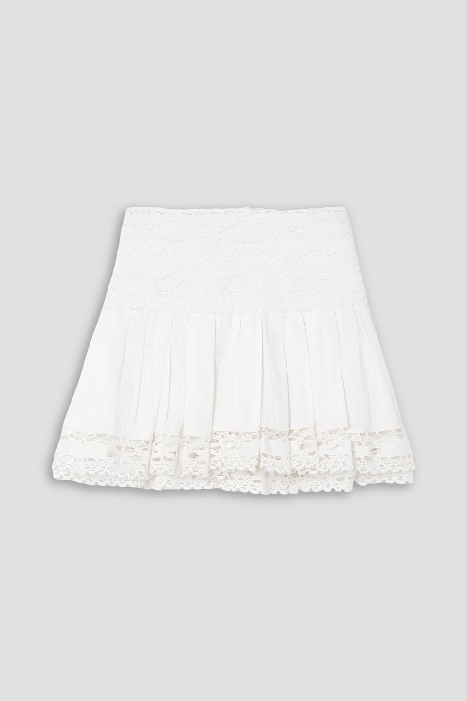 marant étoile - violana pleated lace-trimmed linen and cotton-blend mini skirt - white - fr 44