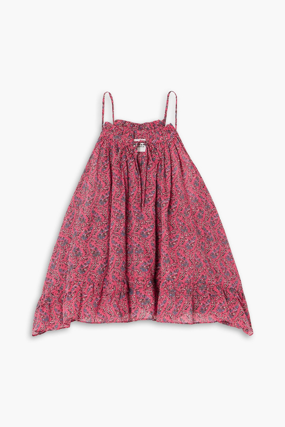 marant étoile - fabino tie-detailed ruffled printed cotton-voile blouse - pink - fr 42