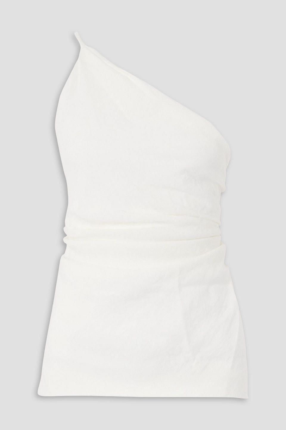 tove - petra one-shoulder open-back gathered linen top - white - fr 40