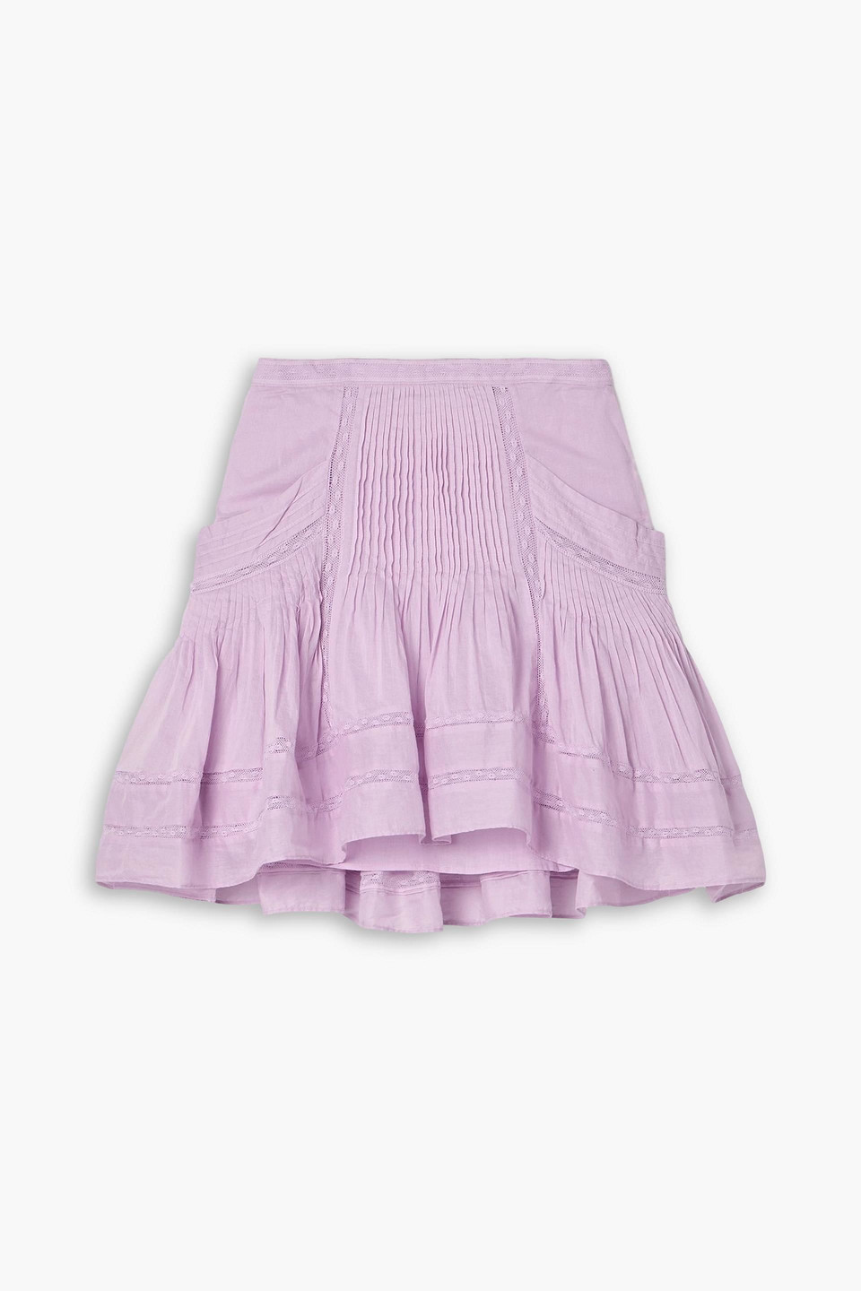 marant étoile - giuliani crochet-trimmed pintucked cotton-voile mini skirt - purple - fr 38