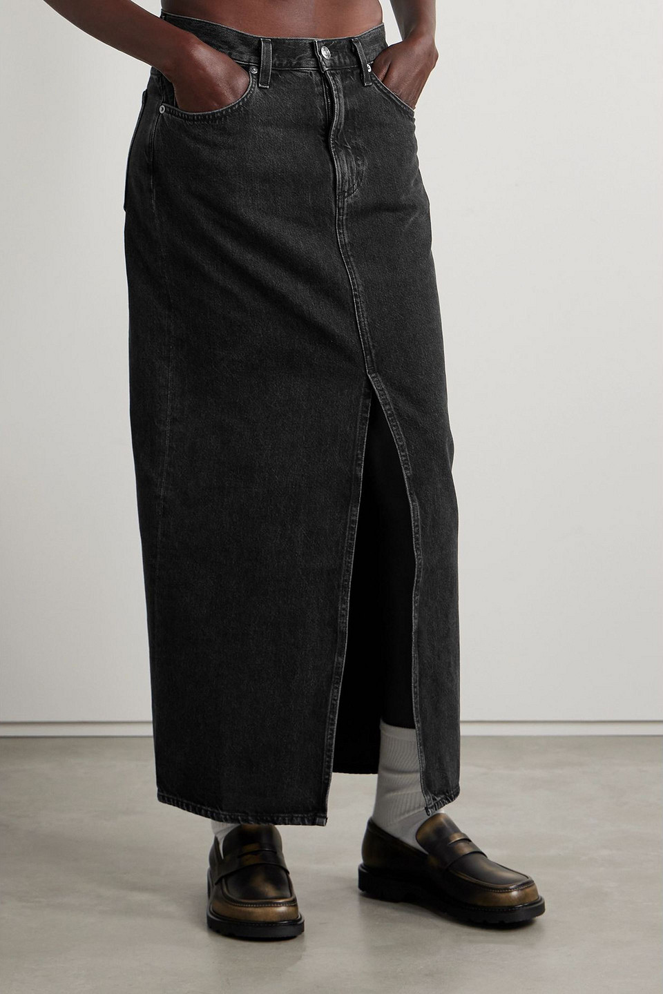  Agolde - Leif Organic Denim Maxi Skirt - Black - 26 