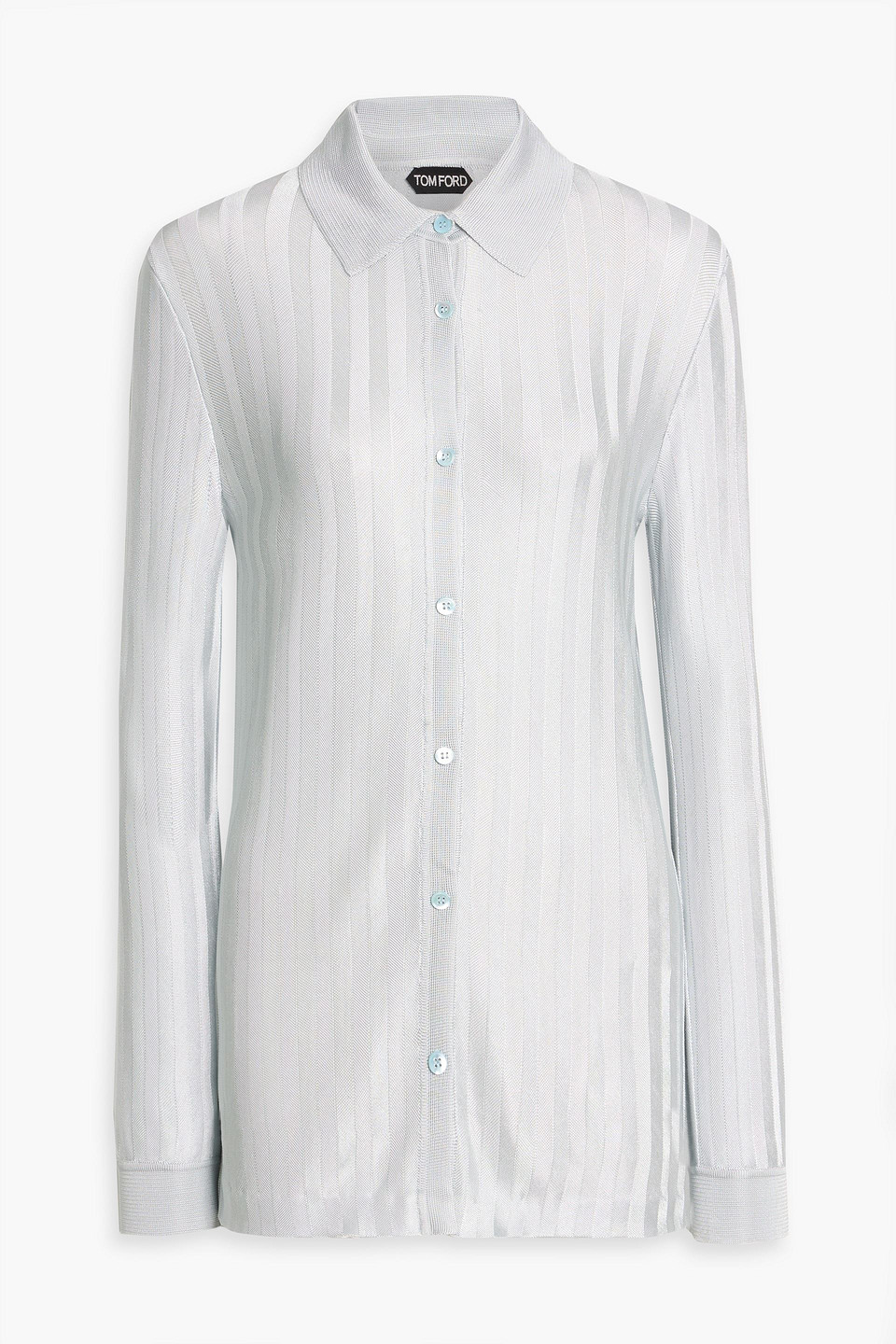 tom ford - striped jacquard-knit shirt - blue - xxs