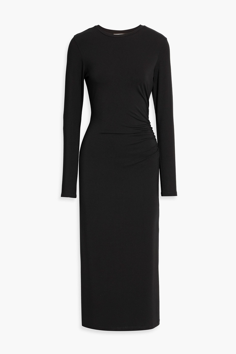 vince. - ruched stretch-jersey midi dress - black - xs