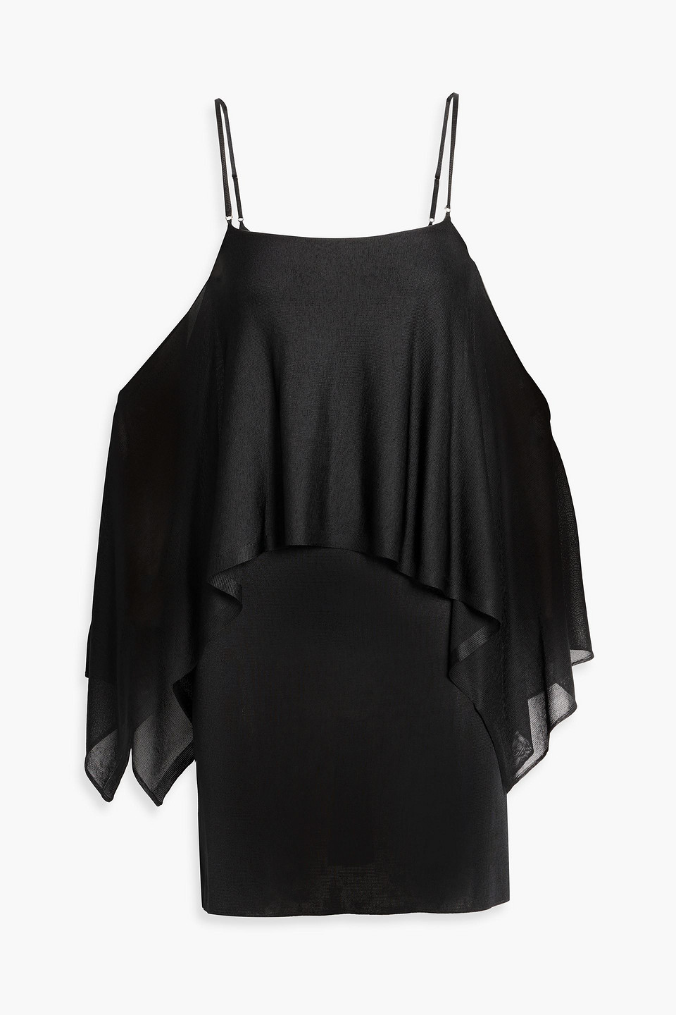tom ford - cold-shoulder layered stretch-knit mini dress - black - xxs