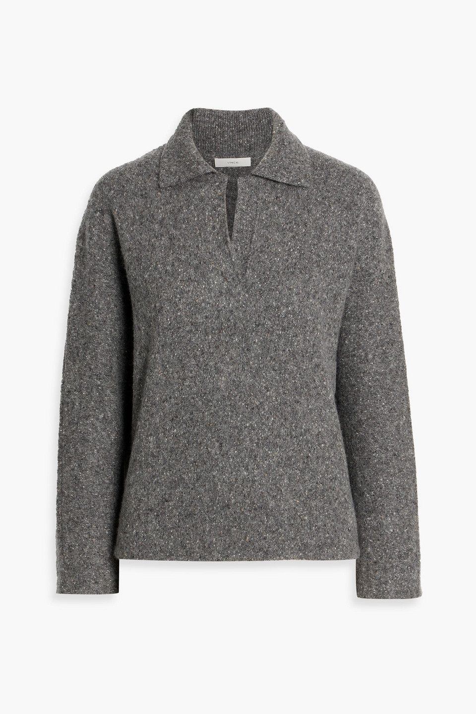 vince. - donegal cashmere polo sweater - gray - m