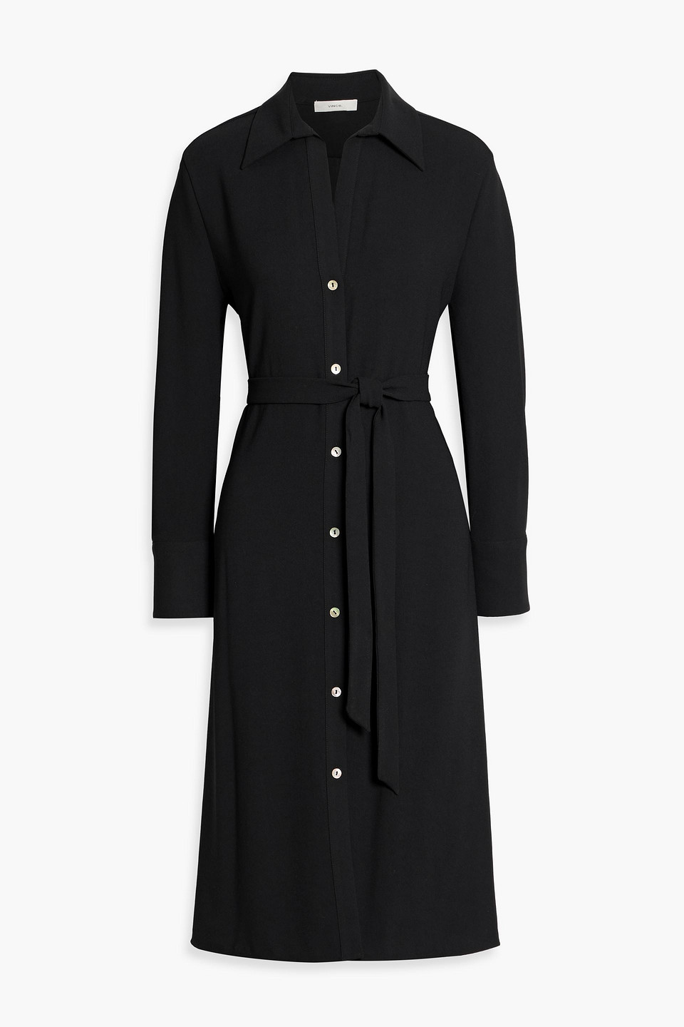 vince. - crepe midi shirt dress - black - xs