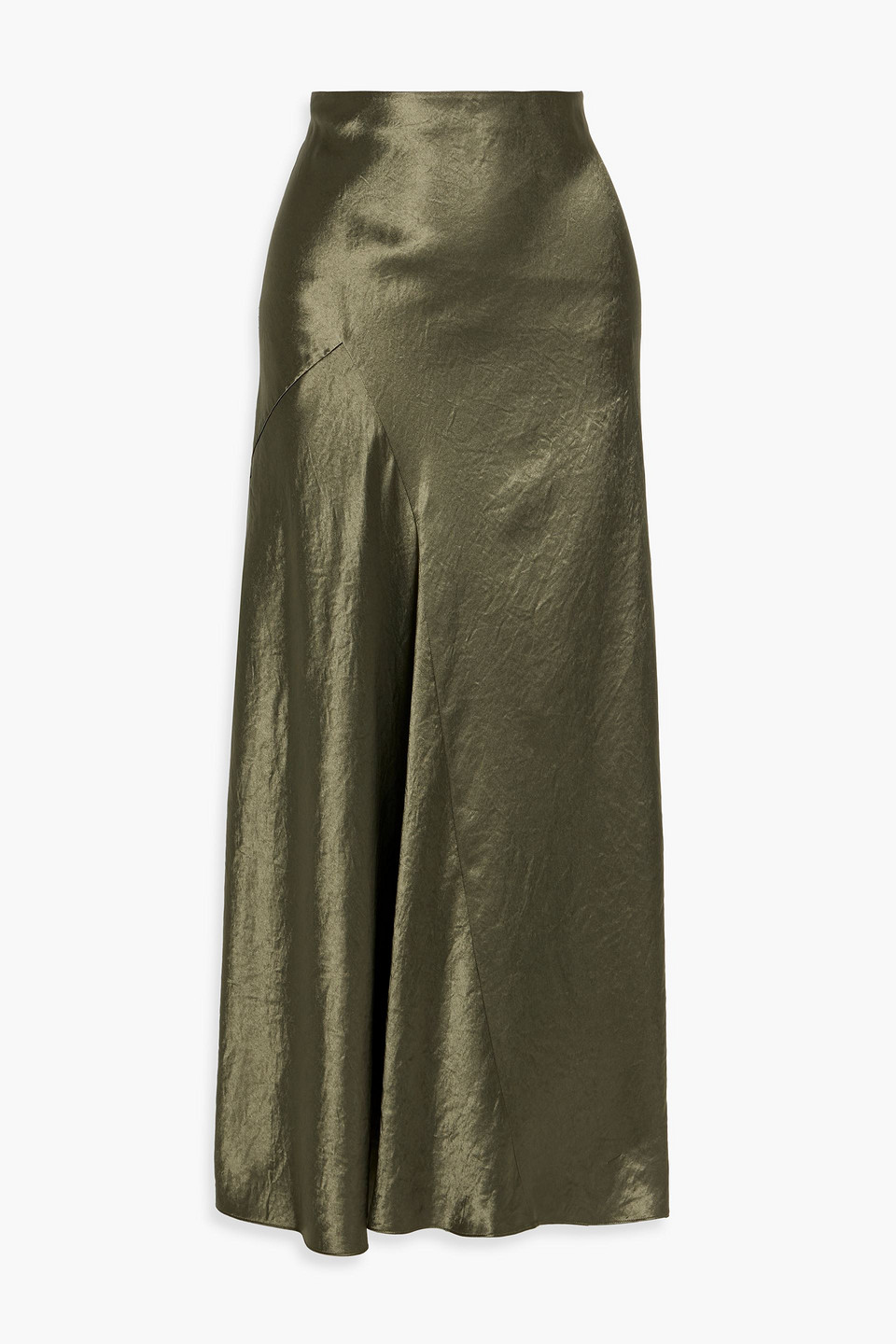 vince. - crinkled satin-crepe maxi skirt - green - m