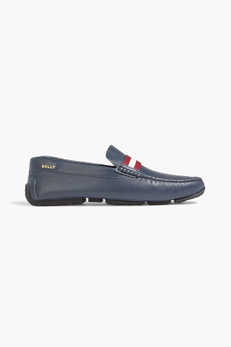 bally - perthy grosgrain-trimmed pebbled-leather loafers - blue - eu 44