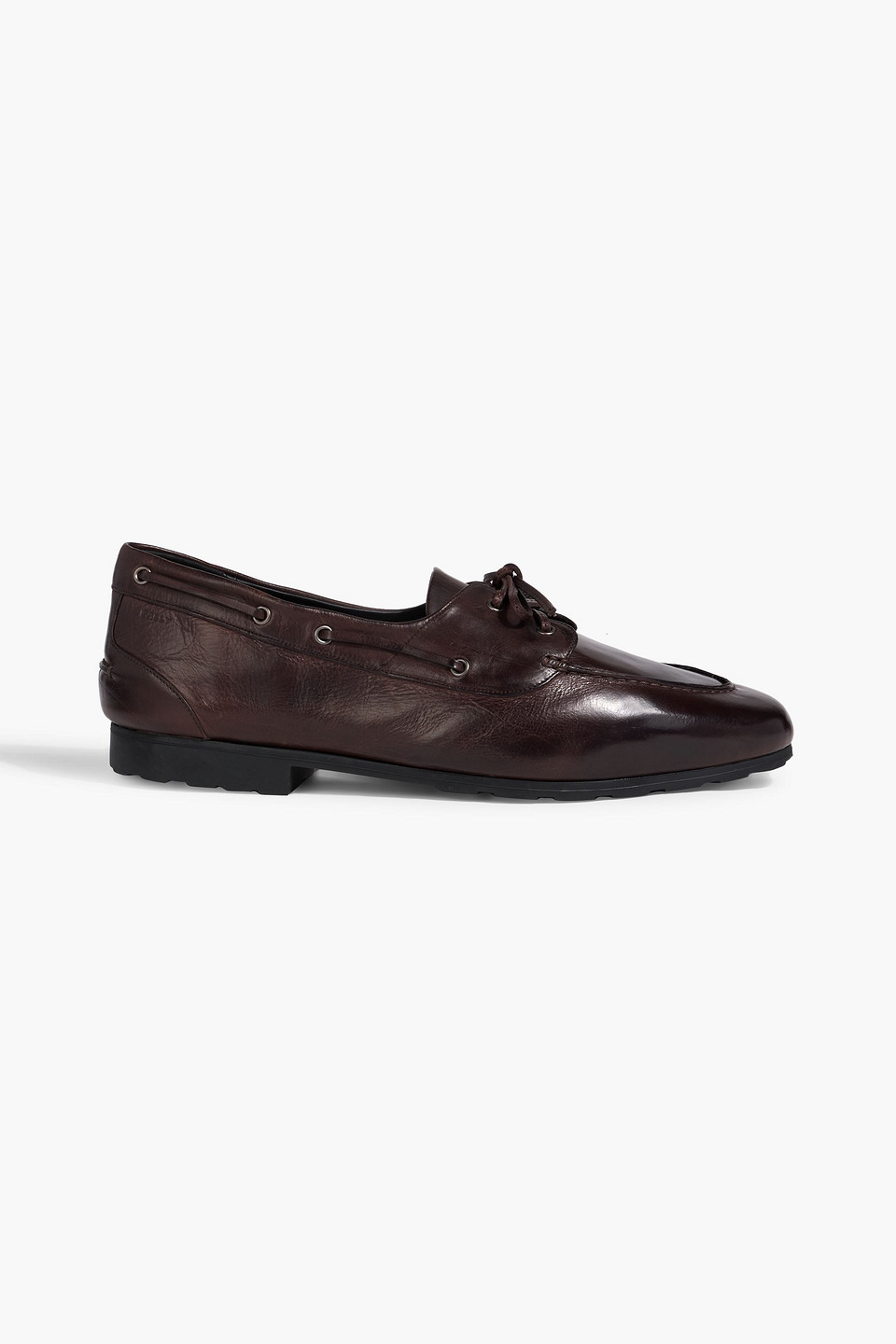 bally - paquy leather boat shoes - brown - eu 45
