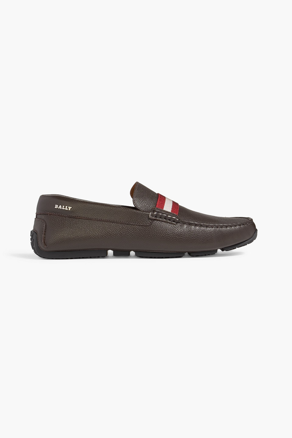 bally - pearce pebbled-leather driving shoes - brown - eu 43.5