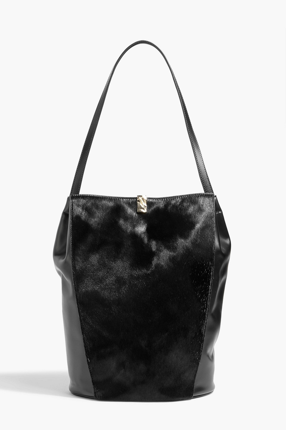 loulou de saison - odi calf hair bucket bag - black - onesize