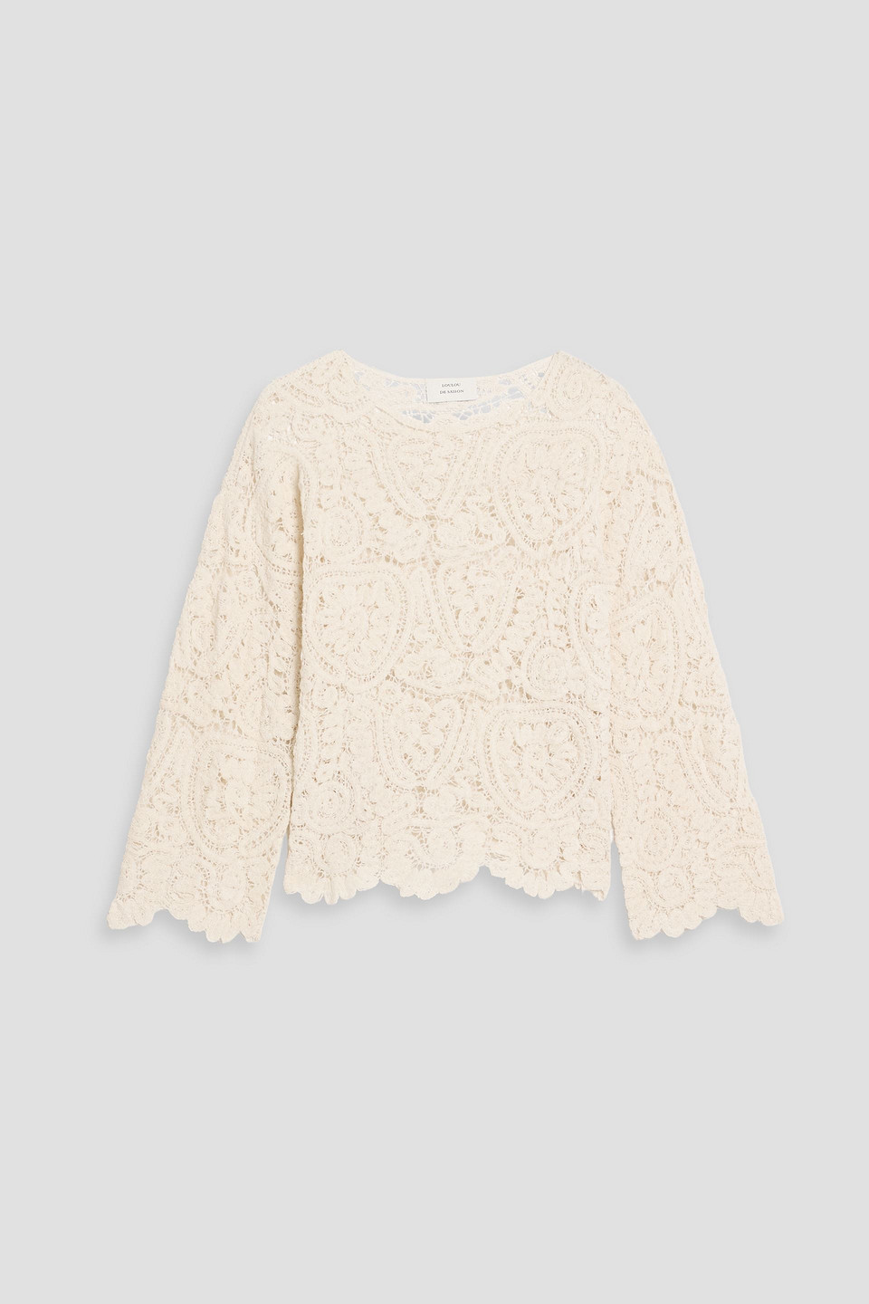 Loulou De Saison Arold Silk Crocheted Lace Sweater In White