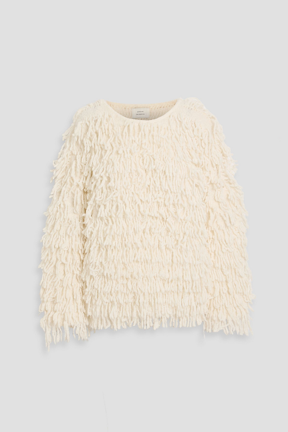 loulou de saison - gabin fringed wool-blend sweater - white - xs