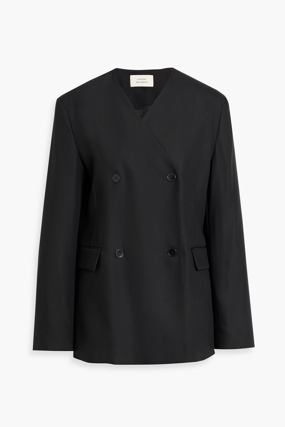 loulou de saison - munro double-breasted twill blazer - black - fr 36