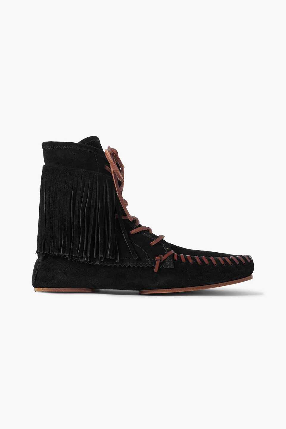 Paris Texas Indiana Fringed Suede Ankle Boots In Black