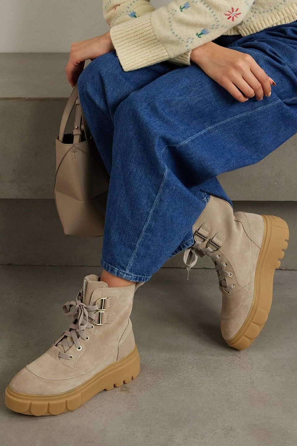  Sorel - Caribou Schnürstiefel Aus Veloursleder - Neutral - Us 5.5 
