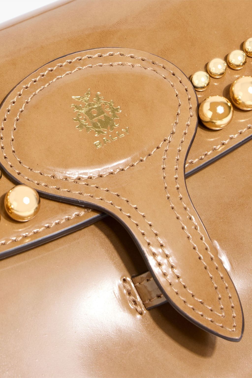 BALLY Beckett studded glossed-leather shoulder bag | THE OUTNET
