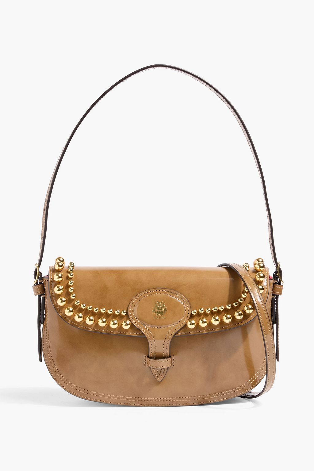 超希少✨BALLY Studded Leather Shoulder Bag BALLY Beckett studded glossed-leather shoulder bag | THE OUTNET