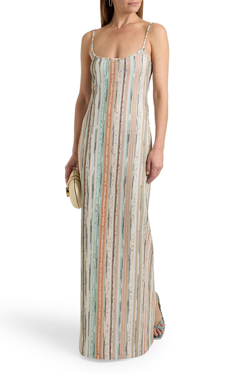 MISSONI Striped metallic crochet-knit maxi dress | THE OUTNET