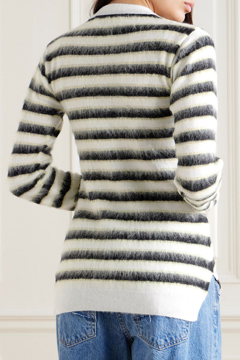  Marni - Pullover Aus Gebürsteter Wolle Mit Streifen - Weiß - It 42 