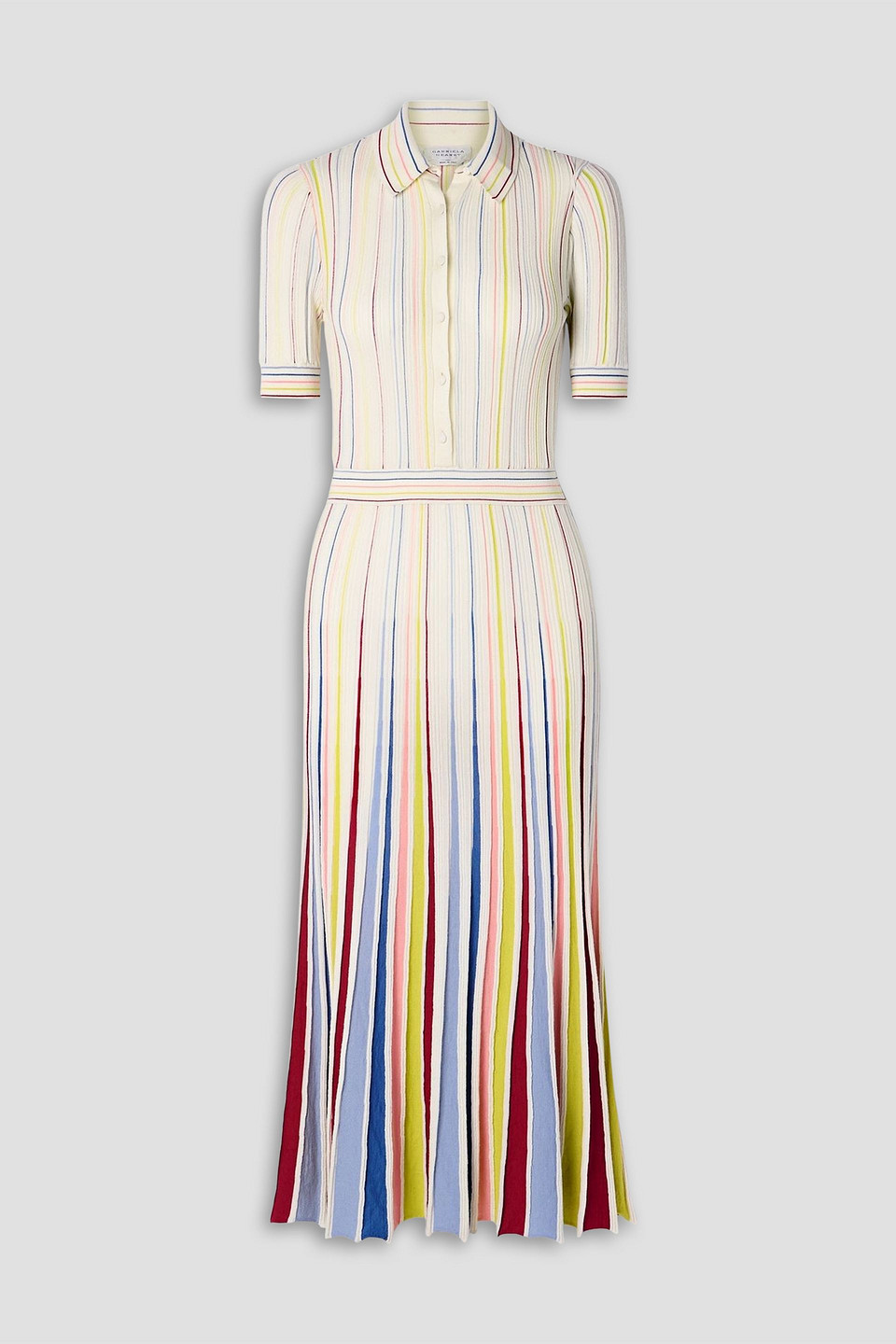 gabriela hearst - calypso ribbed striped merino wool midi dress - white - xs
