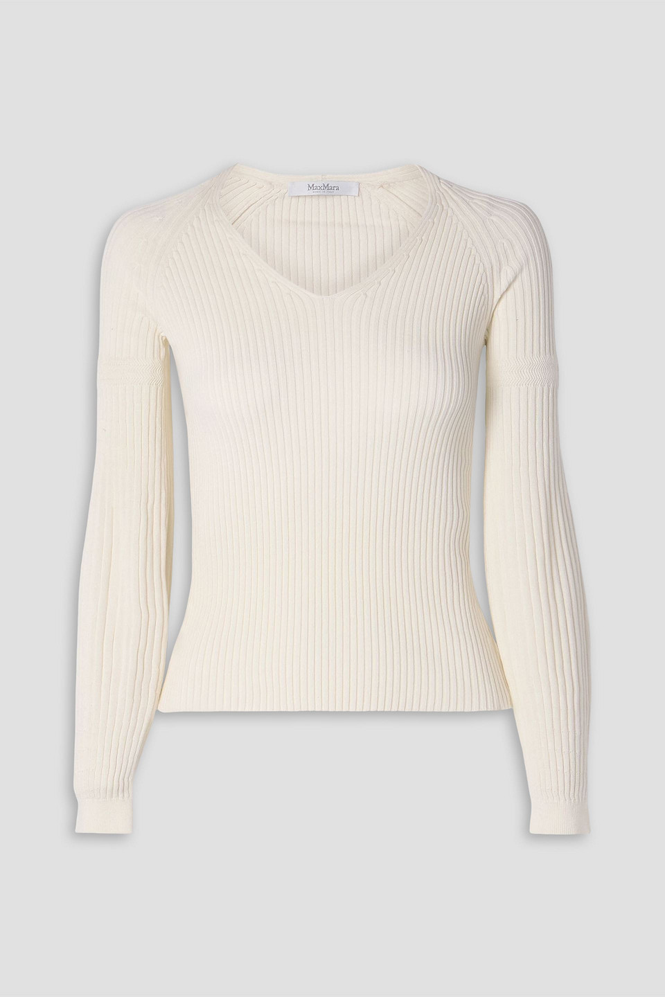 Max Mara Gioiosa Ribbed Cotton Sweater In Neutral