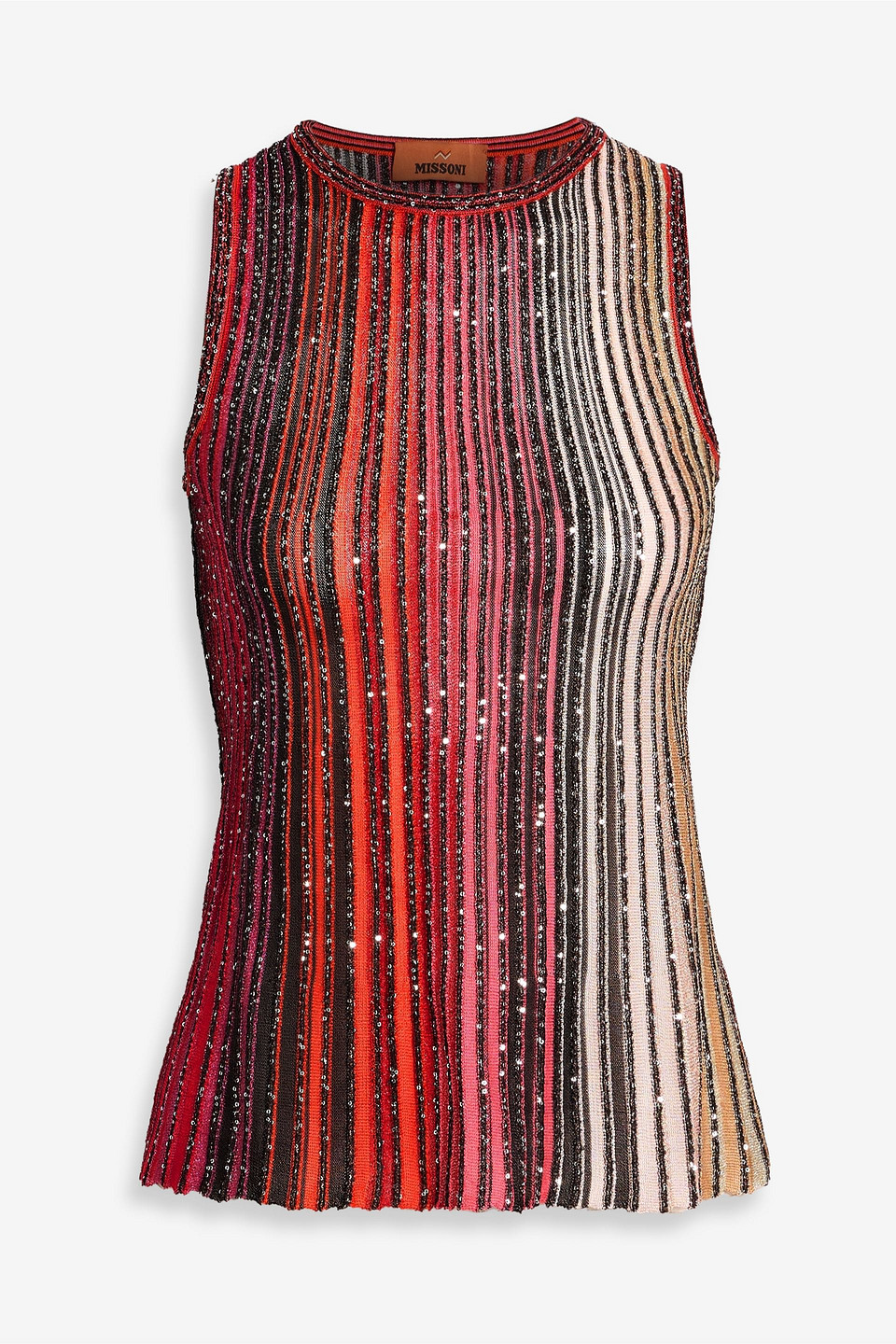 missoni - sequin-embellished striped ribbed-knit tank - pink - it 36