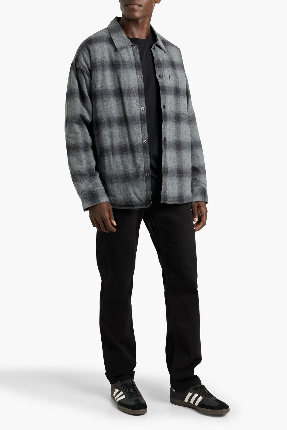  Frame - Checked Cotton-flannel Jacket - Gray - S 