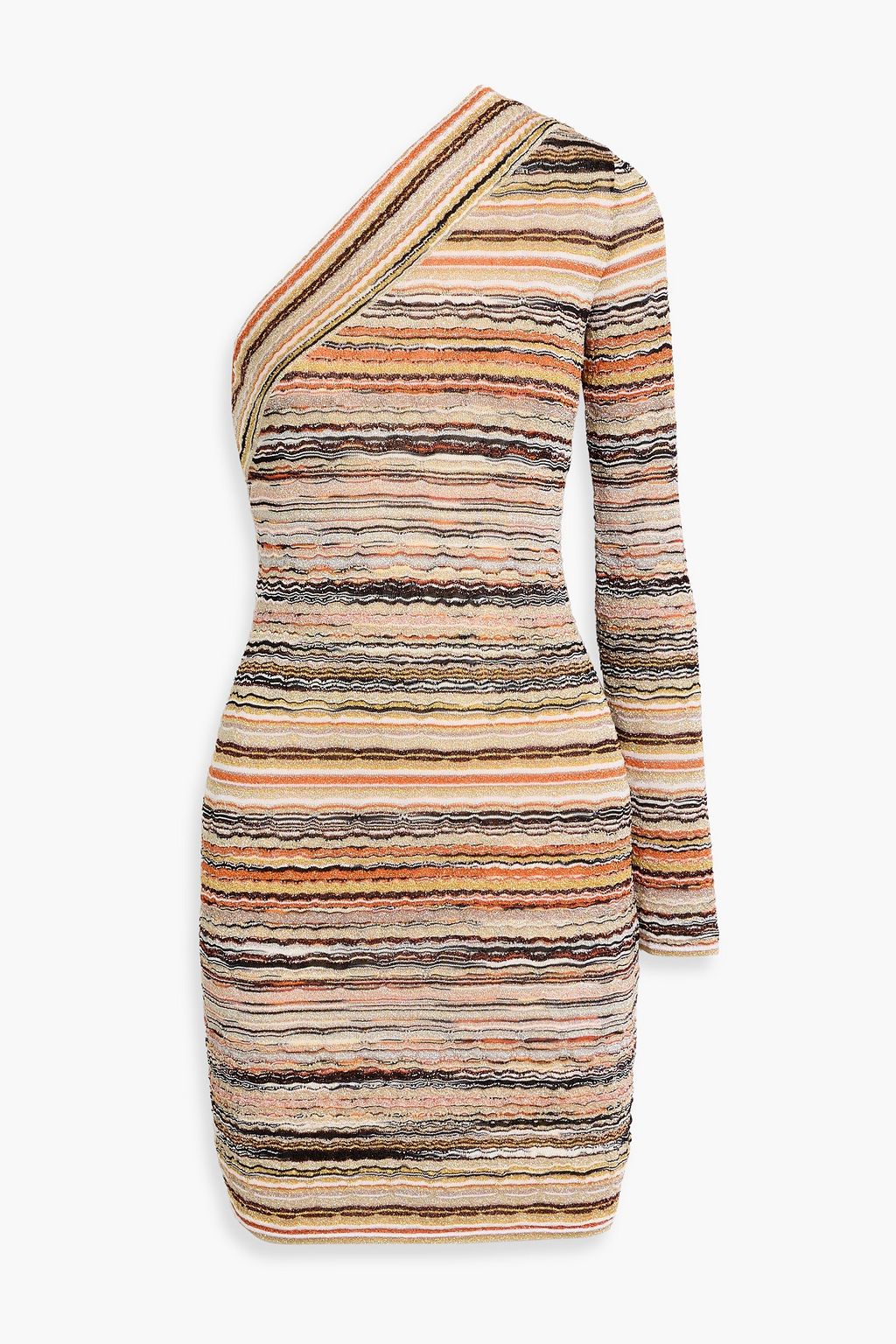 MISSONI One-sleeve striped metallic crochet-knit mini dress | THE OUTNET MISSONI One-sleeve striped metallic crochet-knit mini dress | THE OUTNET