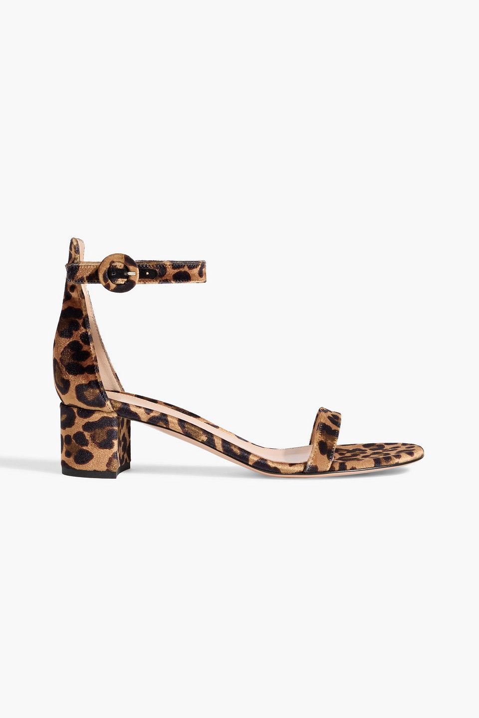 gianvito rossi - gaeta 60 leopard-print velvet sandals - animal print - eu 35