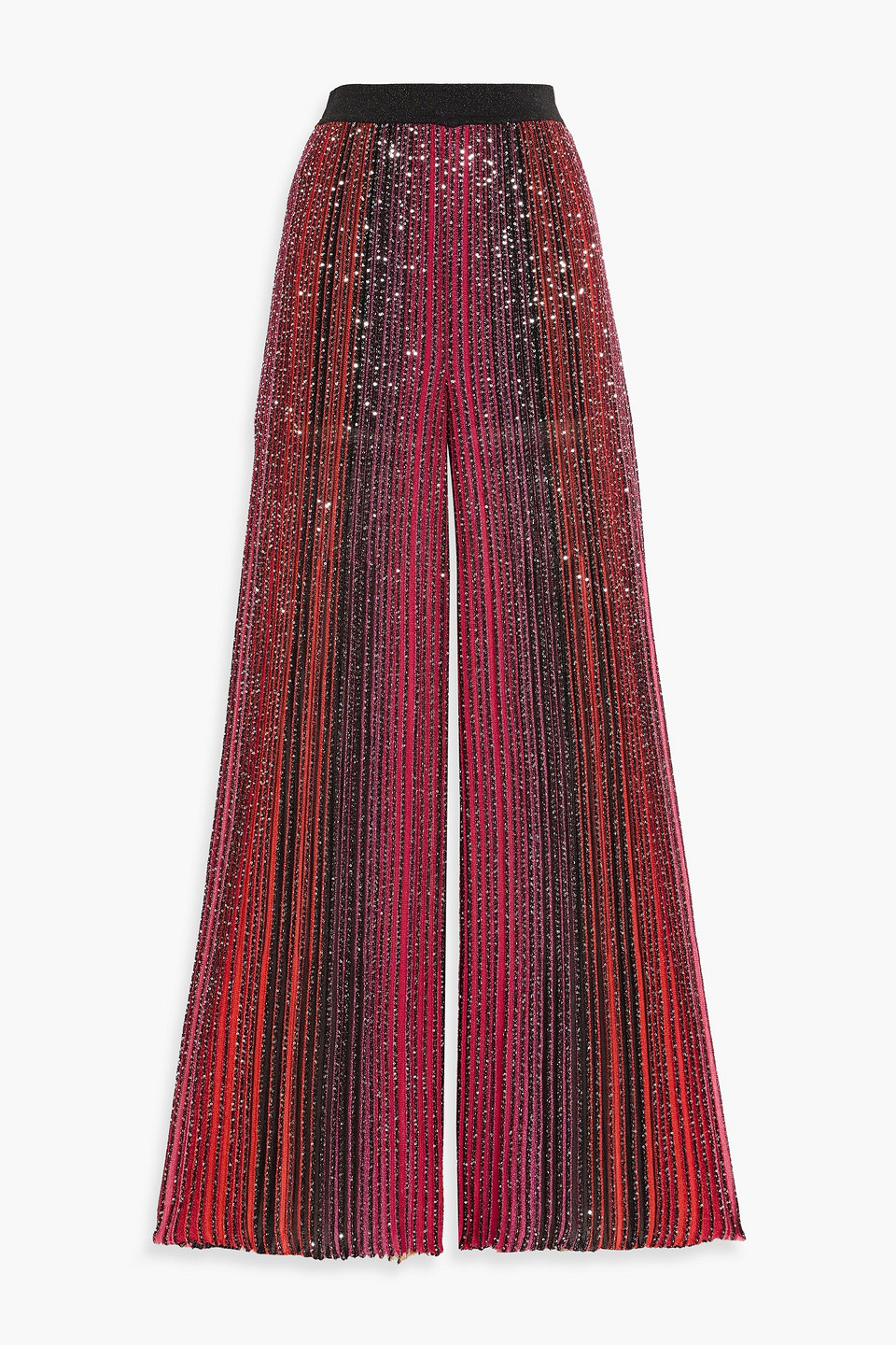 missoni - sequin-embellished striped ribbed-knit flared pants - pink - it 38