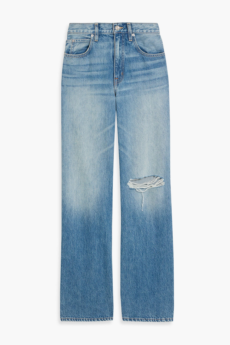 slvrlake - grace distressed high-rise wide-leg jeans - blue - 24