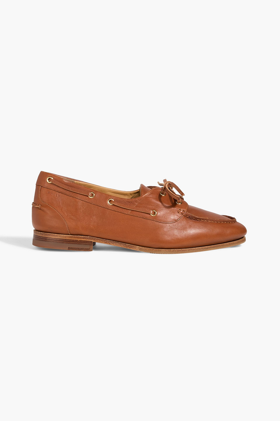 bally - pathy leather boat shoes - brown - eu 42.5
