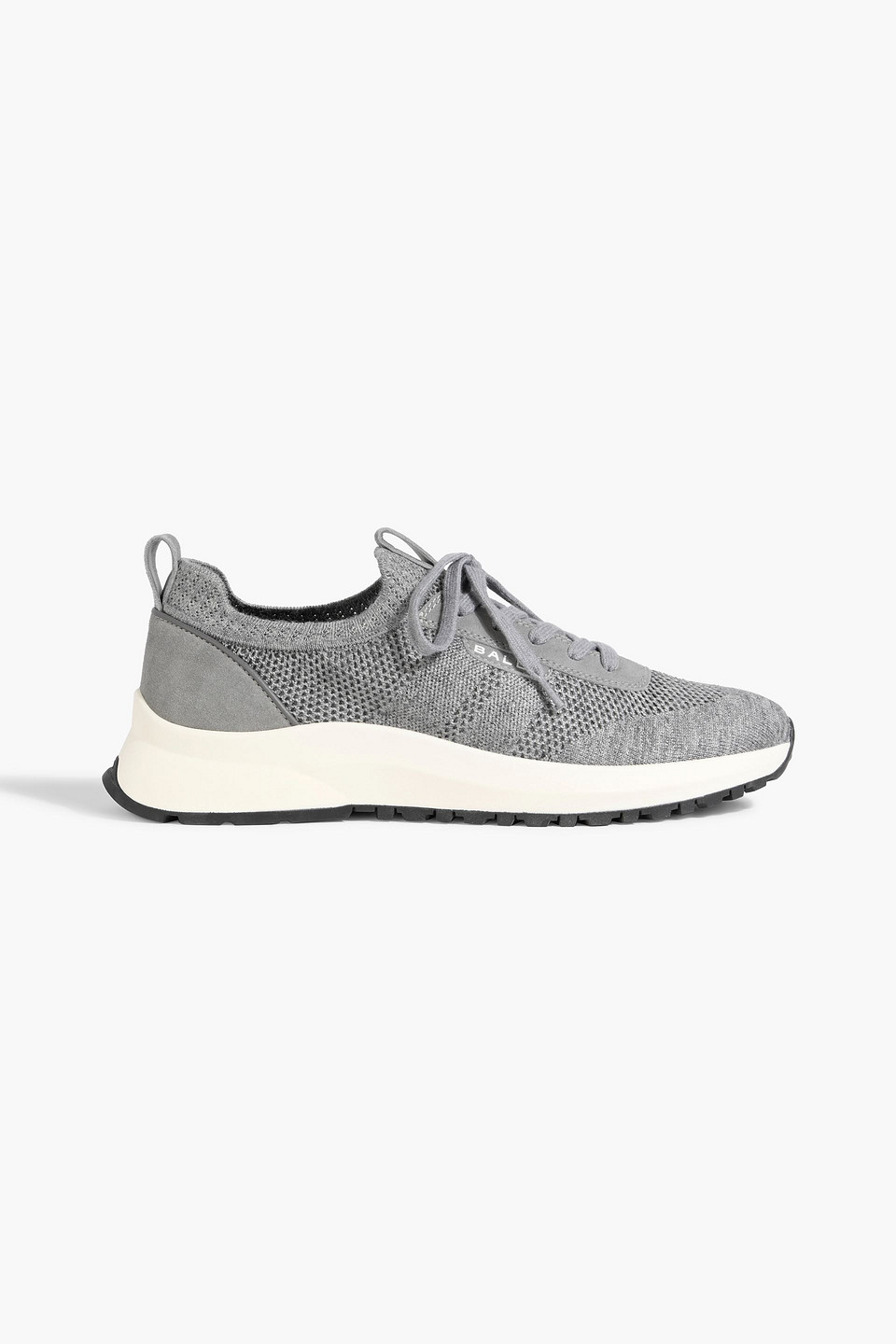 bally - darnell suede-trimmed stretch-knit sneakers - gray - eu 44.5