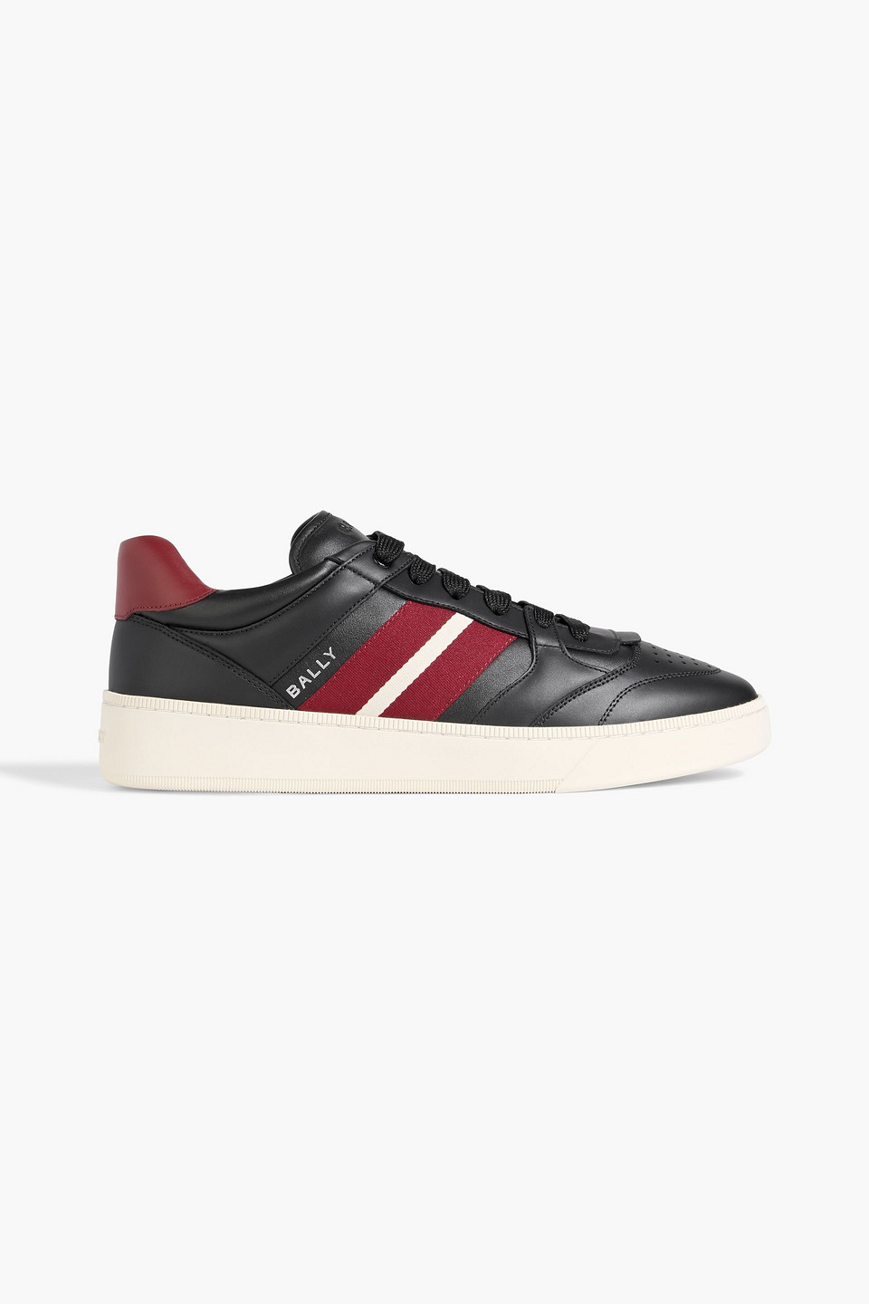 bally - rebby canvas-trimmed leather sneakers - black - eu 44