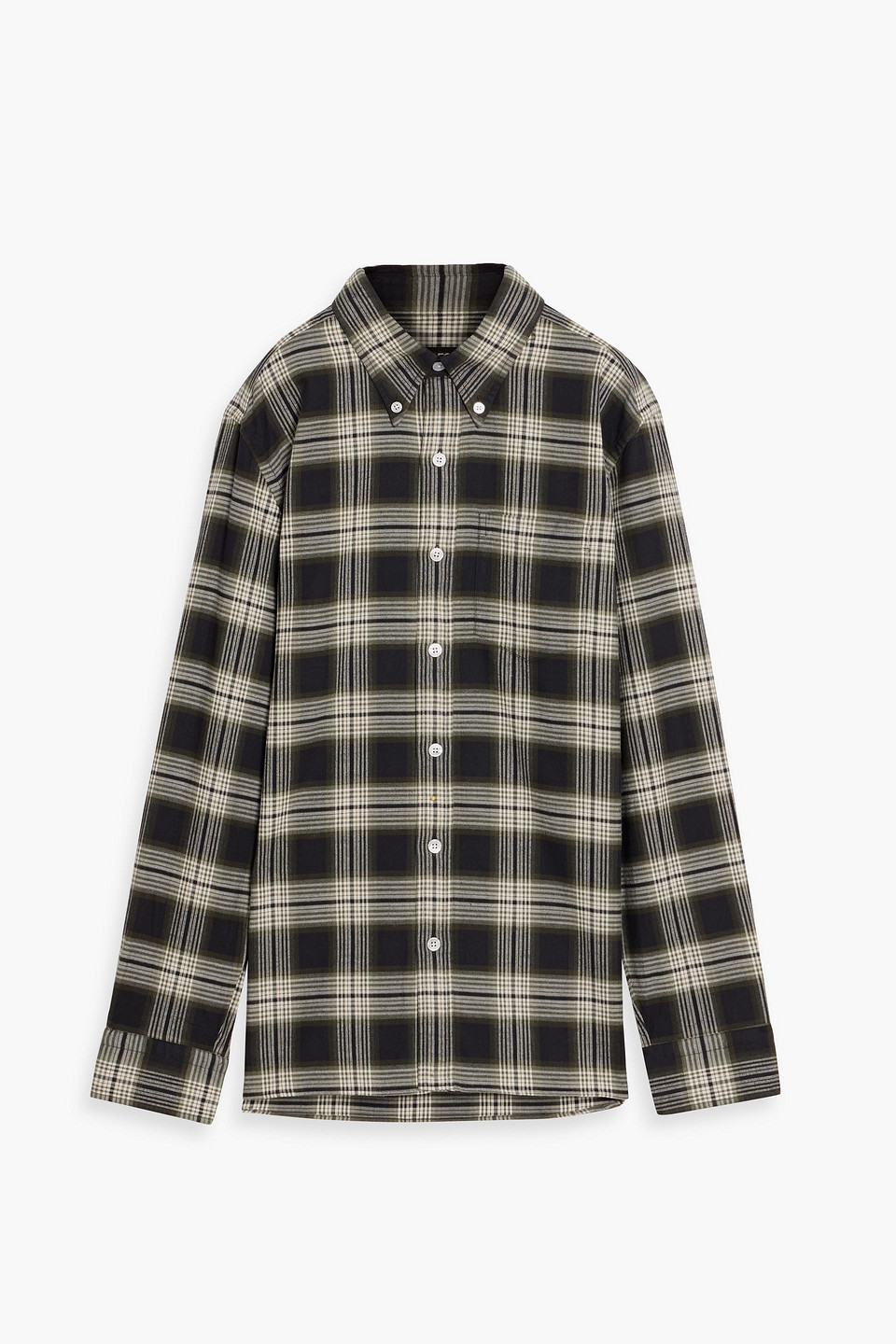 tom ford - checked cotton-flannel shirt - green - eu 43