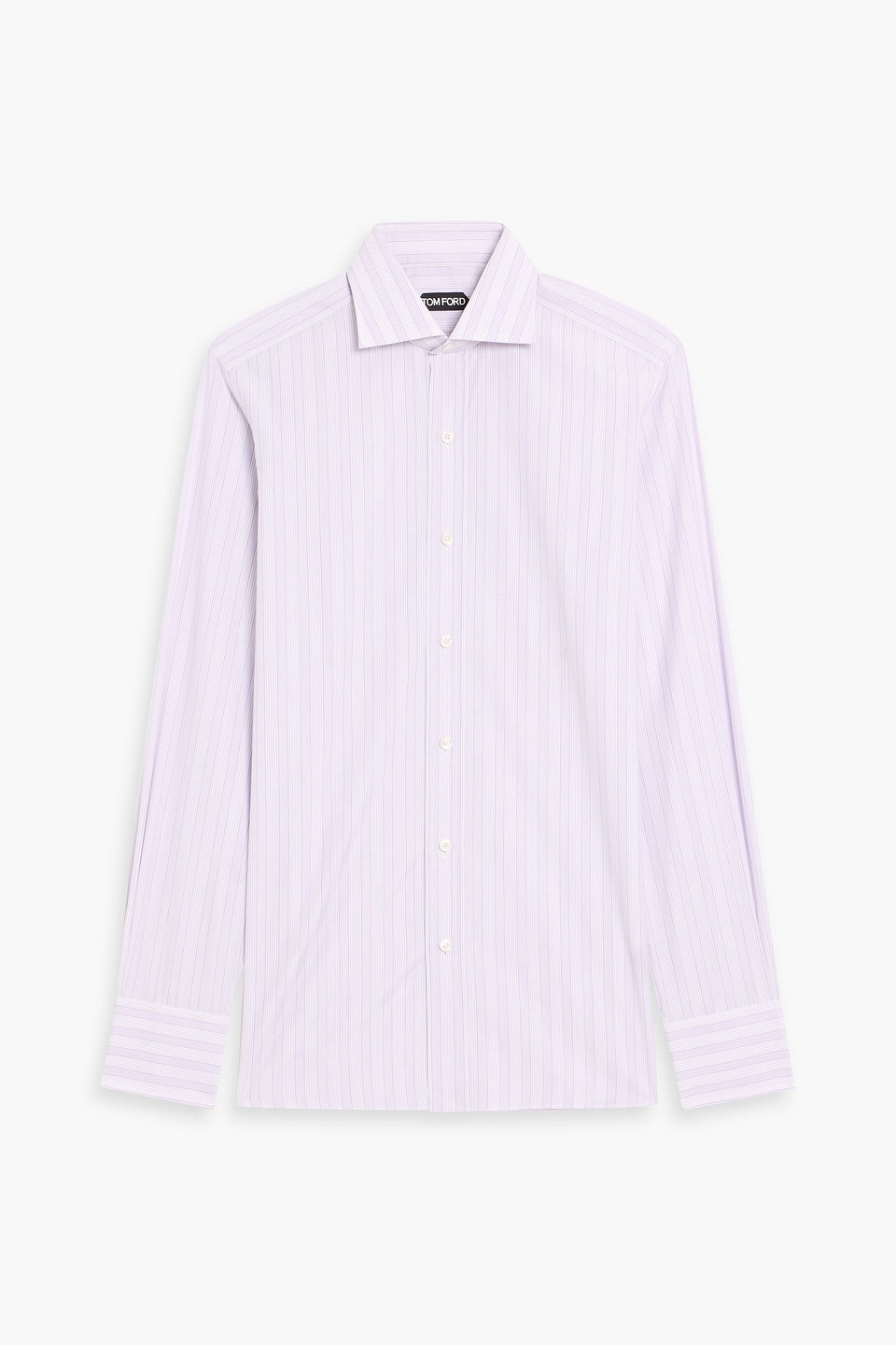 tom ford - striped cotton-jacquard shirt - purple - eu 37