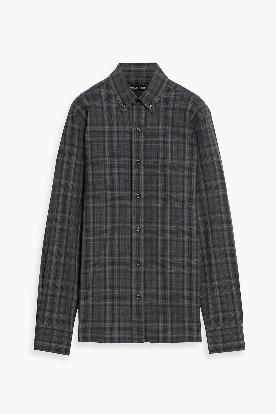 tom ford - checked cotton-flannel shirt - black - eu 38